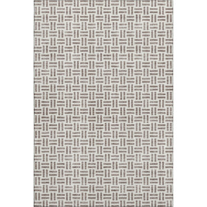 HomeRoots 5' X 8' Taupe & Ivory Geometric Area Rug – Washable, Durable, UV-Protected for Modern Living Spaces 677275