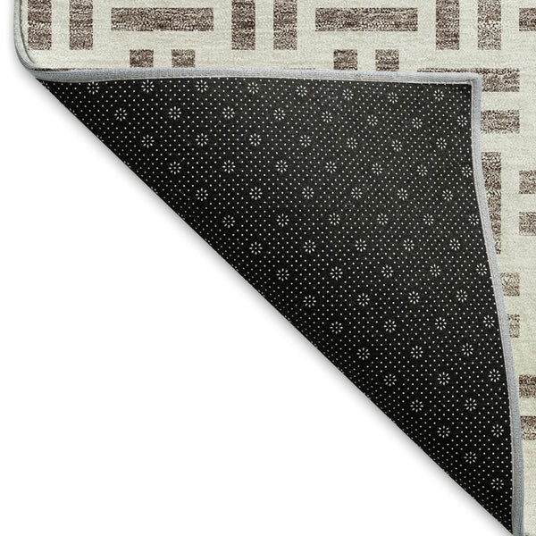 HomeRoots 5' X 8' Taupe & Ivory Geometric Area Rug – Washable, Durable, UV-Protected for Modern Living Spaces 677275