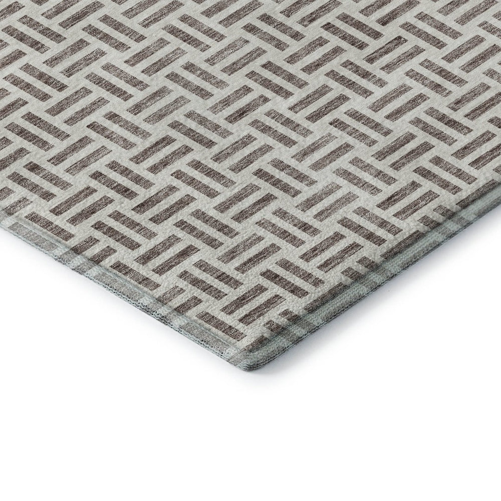 HomeRoots 10' Taupe and Ivory Geometric Washable Area Rug – Durable, Stain-Resistant, UV Protected Design for Homes 677279