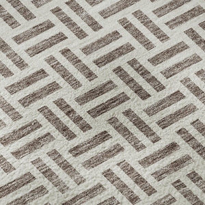HomeRoots 10' Taupe and Ivory Geometric Washable Area Rug – Durable, Stain-Resistant, UV Protected Design for Homes 677279