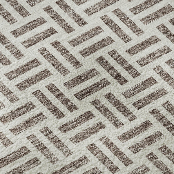 HomeRoots 10' Taupe and Ivory Geometric Washable Area Rug – Durable, Stain-Resistant, UV Protected Design for Homes 677279