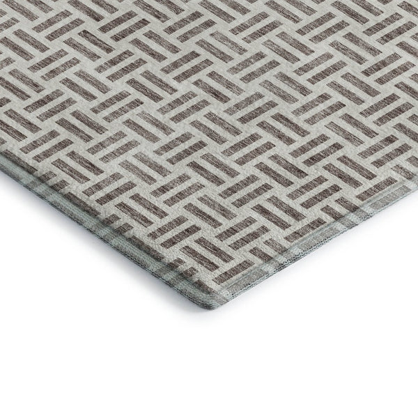 HomeRoots 10' Taupe and Ivory Geometric Washable Area Rug – Durable, Stain-Resistant, UV Protected Design for Homes 677279