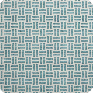 HomeRoots 8' Teal And Ivory Geometric Round Rug – Stylish, Washable, UV-Protected, Perfect for High-Traffic Areas 677282