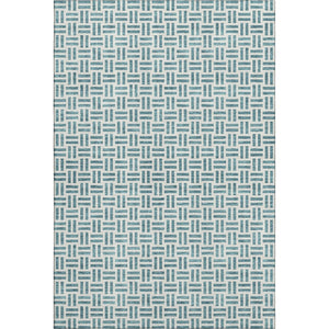 HomeRoots 10' X 14' Teal & Ivory Geometric Area Rug - Washable, UV Protected, Ideal for Homes with Kids & Pets 677285