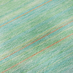 HomeRoots 8' Round Aqua Yellow Peach Striped Washable Rug with UV Protection for Indoor & Outdoor Spaces 677288