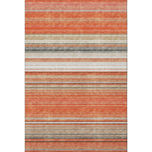 HomeRoots 8' X 10' Coral Gray & Beige Striped Area Rug - Stylish, Washable, UV-Protected for Family Spaces 677301
