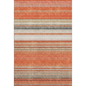 HomeRoots 9' X 12' Coral Gray Striped Washable Area Rug - Durable, UV-Protected, Stain-Resistant Design! 677302