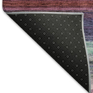 HomeRoots 8' X 10' Vibrant Lavender, Red & Orange Striped Area Rug - Stain Resistant, UV Protected, Easy Care! 677307