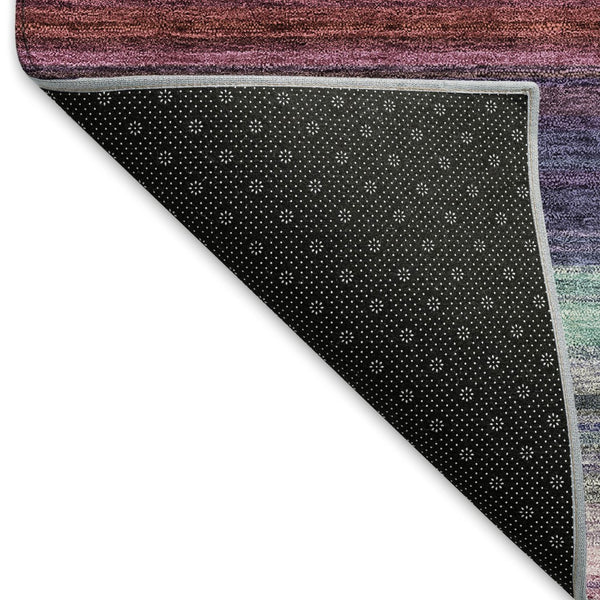 HomeRoots 8' X 10' Vibrant Lavender, Red & Orange Striped Area Rug - Stain Resistant, UV Protected, Easy Care! 677307