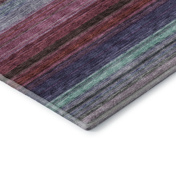HomeRoots 8' X 10' Vibrant Lavender, Red & Orange Striped Area Rug - Stain Resistant, UV Protected, Easy Care! 677307