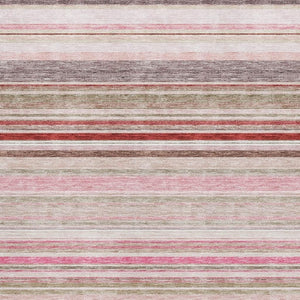 HomeRoots 5' X 8' Pink Burgundy Ivory Striped Area Rug - Washable, UV Protected, Perfect for Busy Homes 677317