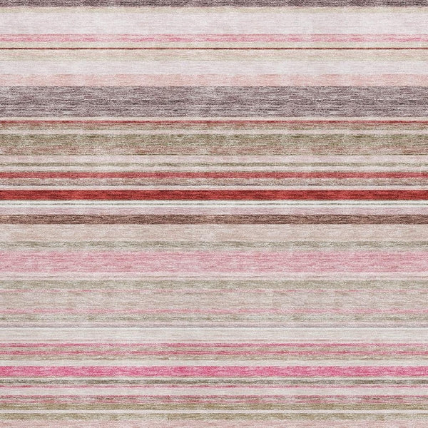 HomeRoots 5' X 8' Pink Burgundy Ivory Striped Area Rug - Washable, UV Protected, Perfect for Busy Homes 677317