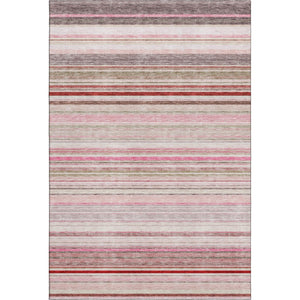 HomeRoots 9' X 12' Stylish Pink Burgundy Ivory Striped Washable Area Rug with UV Protection for Any Room 677320
