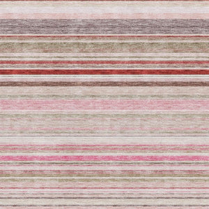 HomeRoots 10' Washable Area Rug in Pink, Burgundy & Ivory Stripes - Durable, UV-Protected, Ideal for Homes! 677321