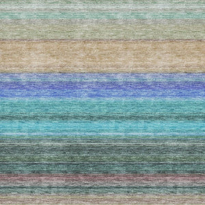 HomeRoots 8' X 10' Stylish Sage Teal & Lavender Striped Area Rug - Durable, Stain Resistant, UV Protected Design 677325