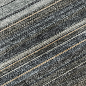 HomeRoots 8' Stylish Taupe Beige and Gray Striped Round Rug - Washable, UV Protected, Ideal for High-Traffic Areas 677336