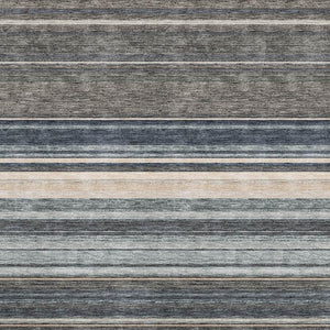HomeRoots 8' X 10' Washable Area Rug in Taupe Beige & Gray Stripes - Durable, Stain-Resistant & UV Protected! 677337