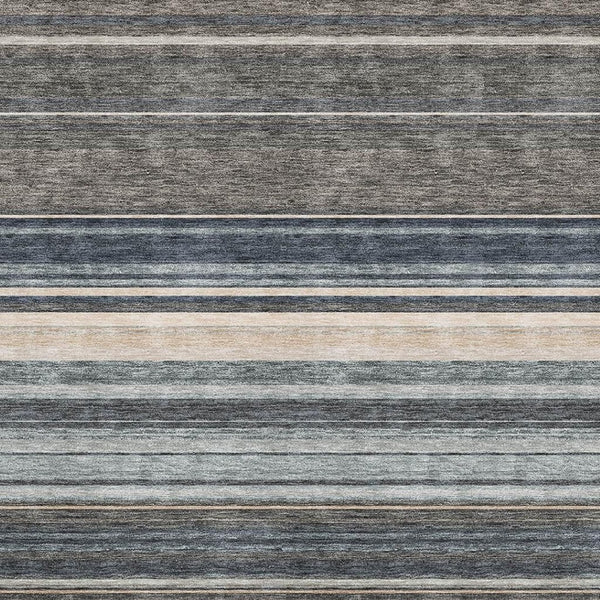 HomeRoots 8' X 10' Washable Area Rug in Taupe Beige & Gray Stripes - Durable, Stain-Resistant & UV Protected! 677337