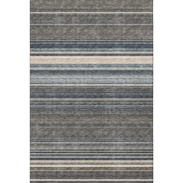 HomeRoots 8' X 10' Washable Area Rug in Taupe Beige & Gray Stripes - Durable, Stain-Resistant & UV Protected! 677337