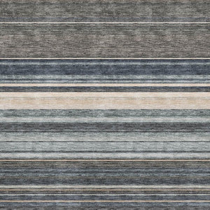 HomeRoots 9' X 12' Stylish Taupe Beige & Gray Striped Washable Area Rug with UV Protection for High Traffic Areas 677338