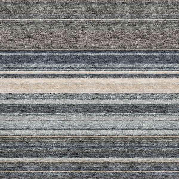 HomeRoots 9' X 12' Stylish Taupe Beige & Gray Striped Washable Area Rug with UV Protection for High Traffic Areas 677338
