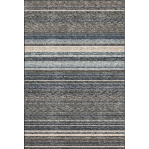 HomeRoots 10' X 14' Taupe Beige & Gray Striped Area Rug - Washable, Stain Resistant with UV Protection 677339