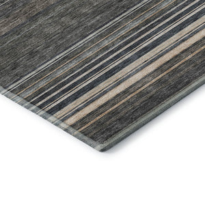 HomeRoots 10' X 14' Taupe Beige & Gray Striped Area Rug - Washable, Stain Resistant with UV Protection 677339