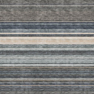 HomeRoots 10' X 14' Taupe Beige & Gray Striped Area Rug - Washable, Stain Resistant with UV Protection 677339