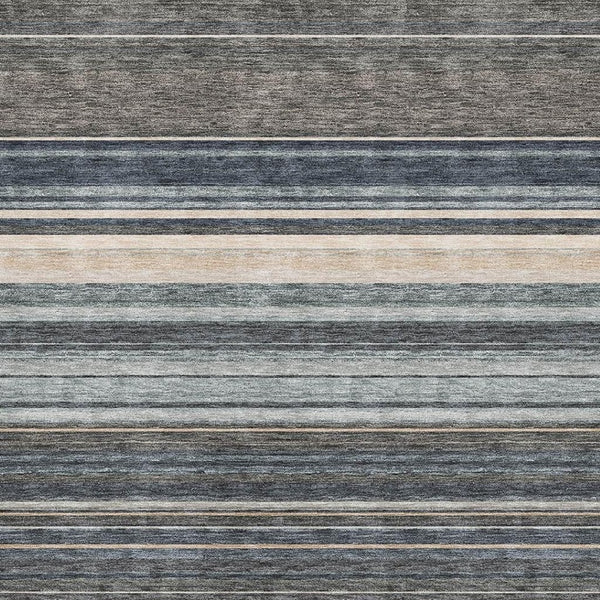 HomeRoots 10' X 14' Taupe Beige & Gray Striped Area Rug - Washable, Stain Resistant with UV Protection 677339