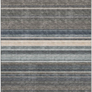 HomeRoots 10' X 14' Taupe Beige & Gray Striped Area Rug - Washable, Stain Resistant with UV Protection 677339
