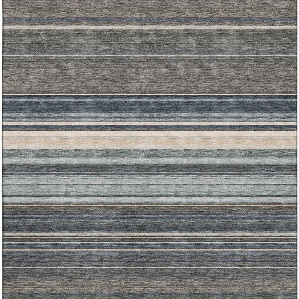 HomeRoots 10' X 14' Taupe Beige & Gray Striped Area Rug - Washable, Stain Resistant with UV Protection 677339