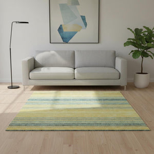 HomeRoots 5' X 8' Yellow Ivory Wheat Striped Area Rug - Washable, UV Protected, Pet-Friendly, Durable Design 677353