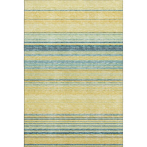 HomeRoots 5' X 8' Yellow Ivory Wheat Striped Area Rug - Washable, UV Protected, Pet-Friendly, Durable Design 677353
