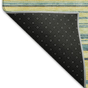 HomeRoots 5' X 8' Yellow Ivory Wheat Striped Area Rug - Washable, UV Protected, Pet-Friendly, Durable Design 677353
