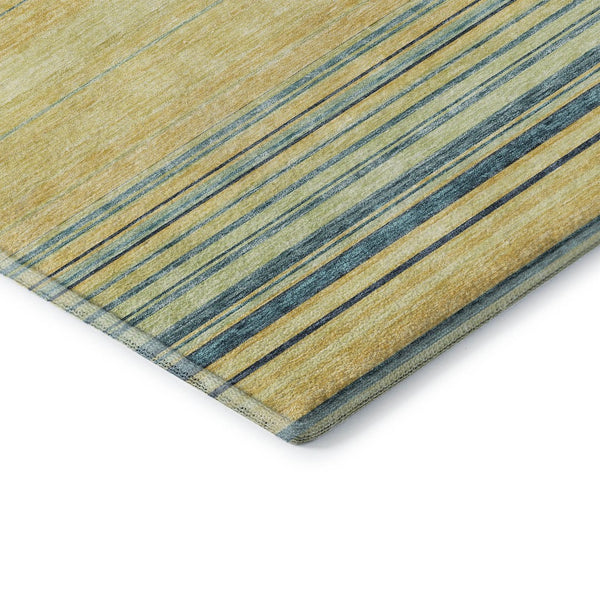 HomeRoots 5' X 8' Yellow Ivory Wheat Striped Area Rug - Washable, UV Protected, Pet-Friendly, Durable Design 677353