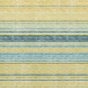 HomeRoots 5' X 8' Yellow Ivory Wheat Striped Area Rug - Washable, UV Protected, Pet-Friendly, Durable Design 677353