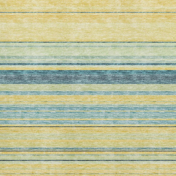 HomeRoots 5' X 8' Yellow Ivory Wheat Striped Area Rug - Washable, UV Protected, Pet-Friendly, Durable Design 677353