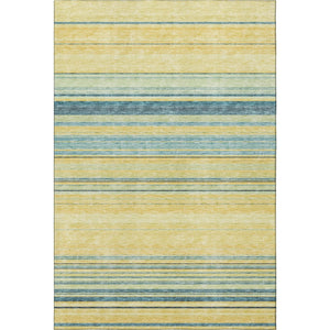 HomeRoots 5' X 8' Yellow Ivory Wheat Striped Area Rug - Washable, UV Protected, Pet-Friendly, Durable Design 677353
