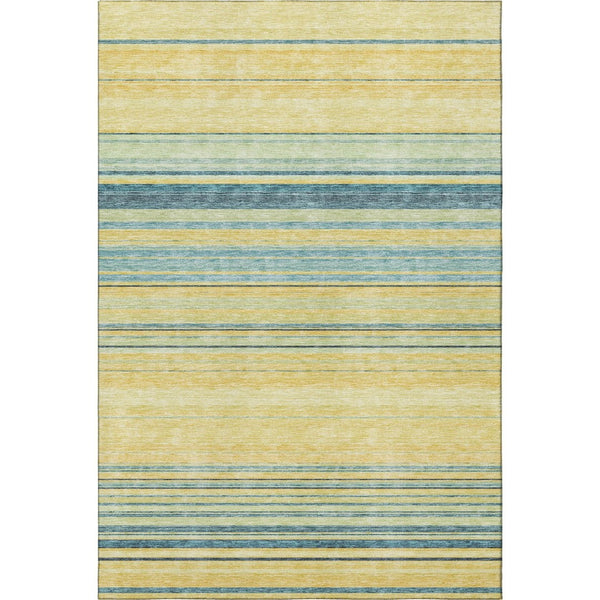 HomeRoots 5' X 8' Yellow Ivory Wheat Striped Area Rug - Washable, UV Protected, Pet-Friendly, Durable Design 677353