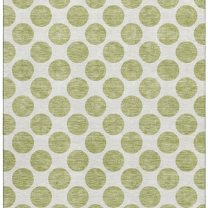 HomeRoots 5' X 8' Artichoke Green Polka Dot Washable Area Rug with UV Protection - Perfect for High-Traffic Homes! 677359