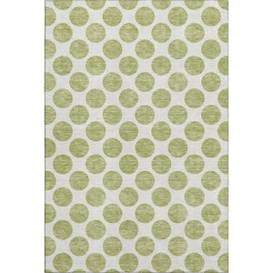HomeRoots 8' X 10' Artichoke Green Polka Dot Area Rug - Stylish, Washable, UV-Protected, and Pet-Friendly! 677361