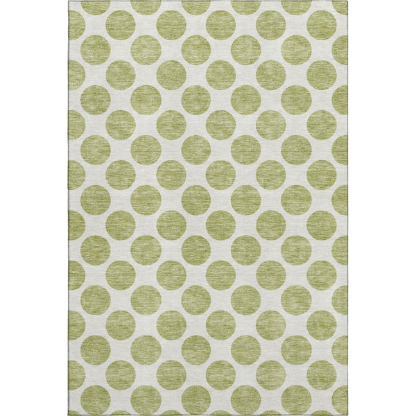 HomeRoots 8' X 10' Artichoke Green Polka Dot Area Rug - Stylish, Washable, UV-Protected, and Pet-Friendly! 677361