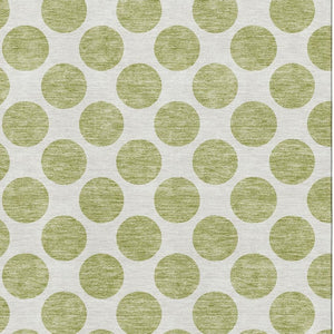 HomeRoots 8' X 10' Artichoke Green Polka Dot Area Rug - Stylish, Washable, UV-Protected, and Pet-Friendly! 677361