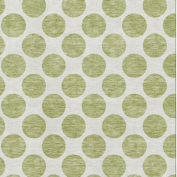 HomeRoots 8' X 10' Artichoke Green Polka Dot Area Rug - Stylish, Washable, UV-Protected, and Pet-Friendly! 677361