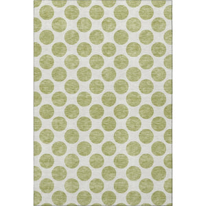HomeRoots 8' X 10' Artichoke Green Polka Dot Area Rug - Stylish, Washable, UV-Protected, and Pet-Friendly! 677361