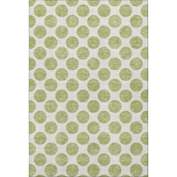 HomeRoots 8' X 10' Artichoke Green Polka Dot Area Rug - Stylish, Washable, UV-Protected, and Pet-Friendly! 677361