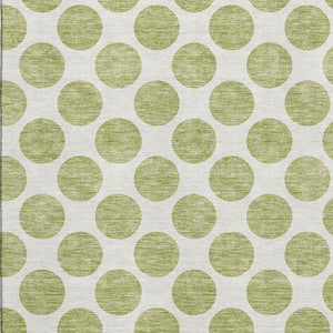 HomeRoots 10' Artichoke Green & Ivory Polka Dot Washable Area Rug with UV Protection for Indoor/Outdoor Use 677363