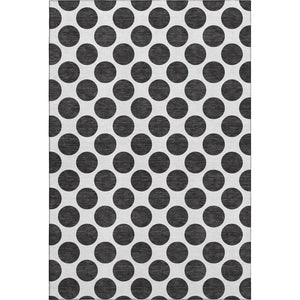 HomeRoots 5' X 8' Black & Ivory Polka Dot Washable Area Rug - Durable, Stain-Resistant & UV Protected Design! 677365