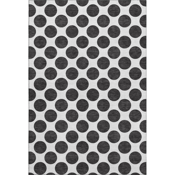 HomeRoots 5' X 8' Black & Ivory Polka Dot Washable Area Rug - Durable, Stain-Resistant & UV Protected Design! 677365