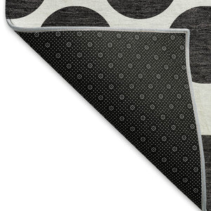 HomeRoots 5' X 8' Black & Ivory Polka Dot Washable Area Rug - Durable, Stain-Resistant & UV Protected Design! 677365